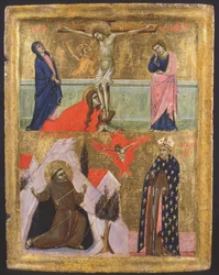 Ukrzyżowanie i stygmaty św. Franciszka z Asyżu i św. Lodovika z Tuluzy (tempera na panelu)